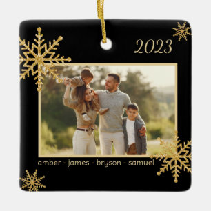 Black and Gold Personalised Ornament with Picture 