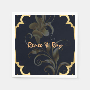 Black and Gold Personalised Paper Napkins