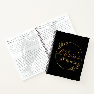 Black and Gold Personalised Recipe Notebook