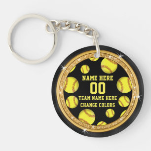 Black and Gold Personalised Softball Bag Tags Key Ring