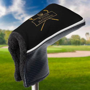 Black And Gold Personalised Stylish Golf Head Cover