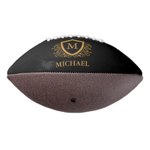 Black and Gold Personalised Stylish Monogram Name American Football