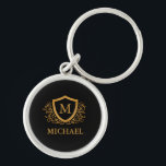 Black and Gold Personalised Stylish Monogram Name Key Ring<br><div class="desc">Black and Gold Personalised Stylish Monogram Name. For further customisation,  please click the "Customise it" button and use our design tool to modify this template.</div>