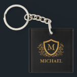 Black and Gold Personalised Stylish Monogram Name Key Ring<br><div class="desc">Black and Gold Personalised Stylish Monogram Name. For further customisation,  please click the "Customise it" button and use our design tool to modify this template.</div>