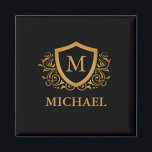 Black and Gold Personalised Stylish Monogram Name Magnet<br><div class="desc">Black and Gold Personalised Stylish Monogram Name. For further customisation,  please click the "Customise it" button and use our design tool to modify this template.</div>