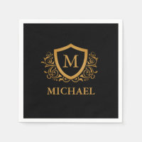 Black and Gold Personalised Stylish Monogram Name