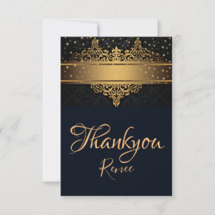 Black and Gold Personalised Thank You Card