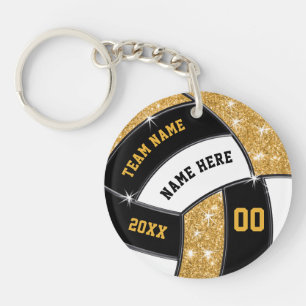 Black and Gold, Personalised Volleyball Keychains