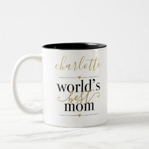 Black and Gold Personalised Worlds Best Mum Two-Tone Coffee Mug