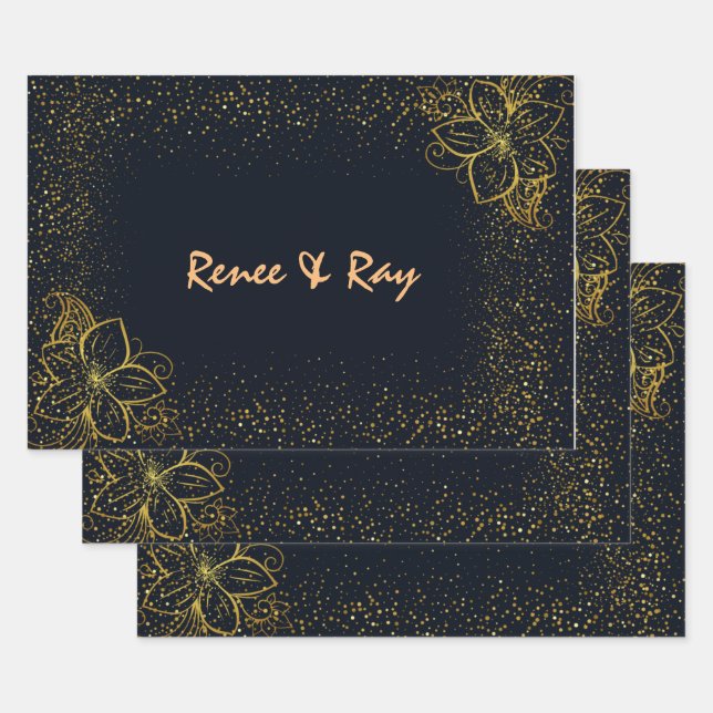 Black and Gold Personalised Wrapping Paper  (Set)