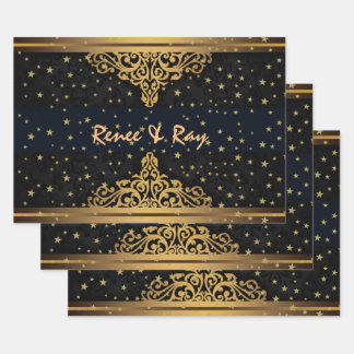 Black and Gold Personalised Wrapping Paper 