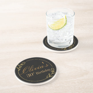 Black and Gold Personalized Coaster