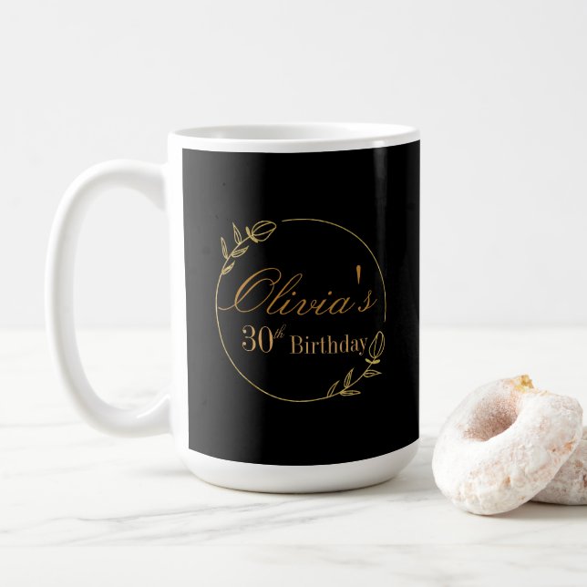 Black and Gold Personalized Coffee Mug (With Donut)