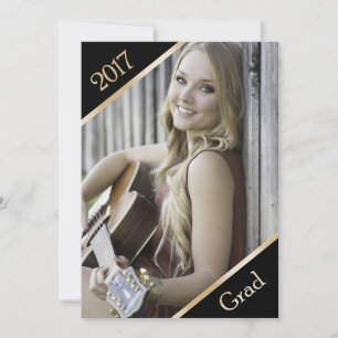 Black and Gold Photo Graduation Announcement