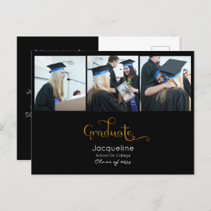 Black And Gold Photo Graduation Announcement