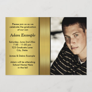 Black and Gold Photo Graduation Announcement