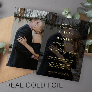 Black and gold photo overlay elegant typography