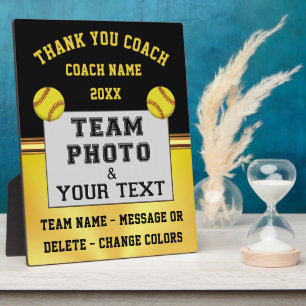 Black and Gold Photo, Softball Coach Gift Ideas, Plaque