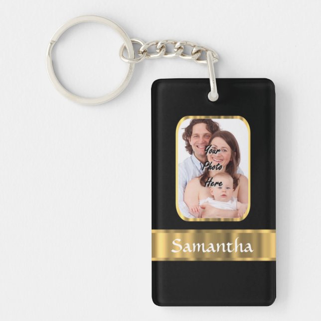 Black and gold photo template key ring (Front)
