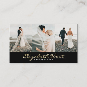 Black and gold photography trendy photo typography business card