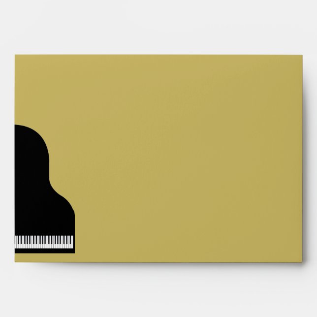 Black and Gold Piano Wedding Envelope (Front)