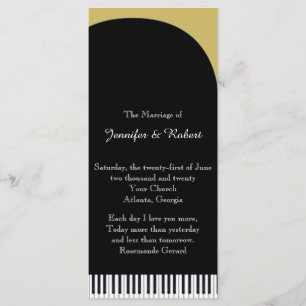 Black and Gold Piano Wedding Program Programme