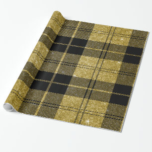 Black and gold Plaid-04 Wrapping Paper
