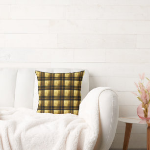 Black and Gold Plaid Cushion