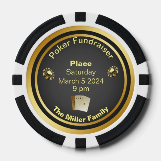 Black and Gold Poker Fundraiser Chips (Front)