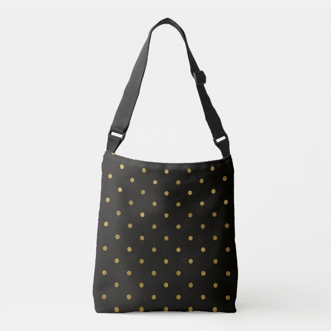 Black and Gold Polka Dots  Crossbody Bag (Front)