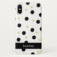 Black and Gold Polka Dots Monogram