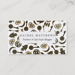 Black and Gold Popular Symbols on White Business Card