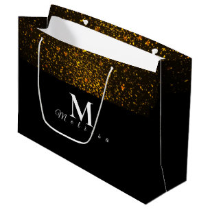 Black and Gold Pre-Personalized Monogram Gift Bag