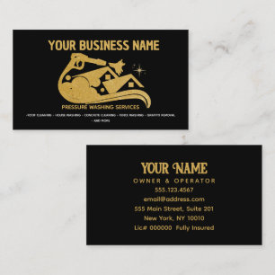 Black and Gold Pressure Washing Power Wash Window Business Card