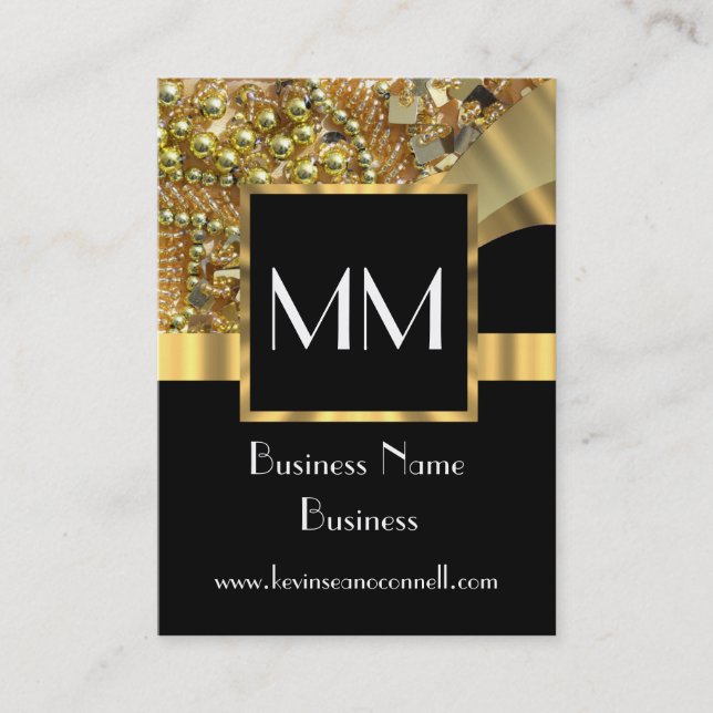 Black and gold professional monogrammed business card (Front)