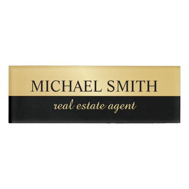 Black and Gold Professional Personalised  Name Tag (Front)