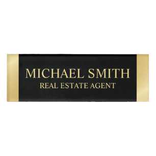 Black and Gold Professional Personalised Name Tag