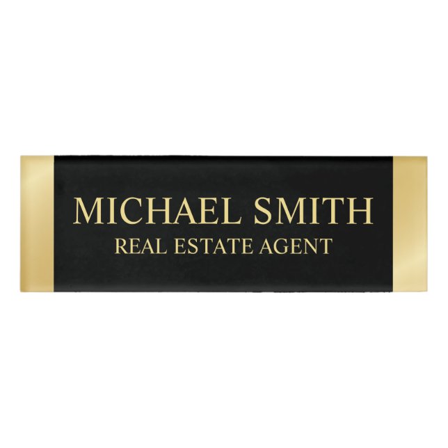 Black and Gold Professional Personalised  Name Tag (Front)