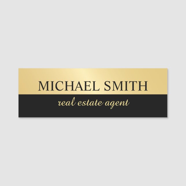 Black and Gold Professional Personalised  Name Tag (Front)