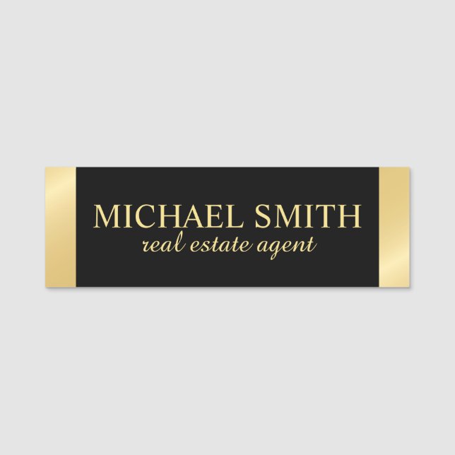 Black and Gold Professional Personalised  Name Tag (Front)