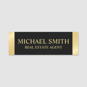 Black and Gold Professional Personalised  Name Tag