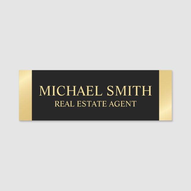 Black and Gold Professional Personalised  Name Tag (Front)