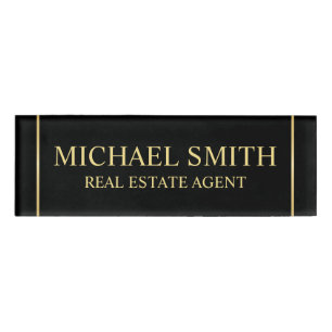 Black and Gold Professional Personalised  Name Tag