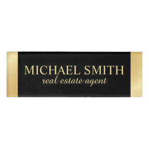 Black and Gold Professional Personalised Name Tag