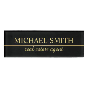 Black and Gold Professional Personalised Name Tag
