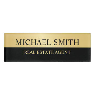 Black and Gold Professional Personalised Name Tag