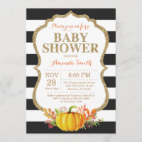Black and Gold Pumpkin Baby Shower Invitation