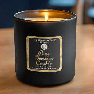 Black and gold pure beeswax candle label w logo