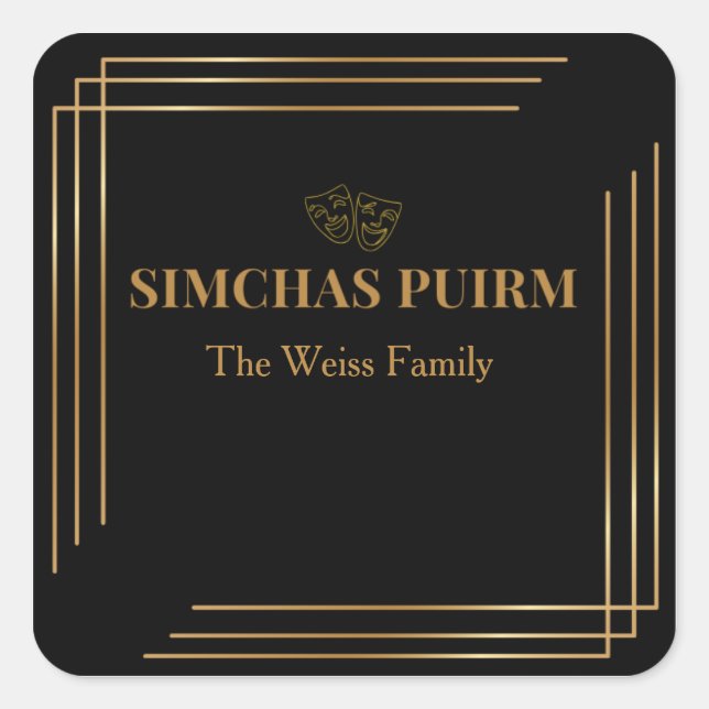Black and Gold Purim Label (Front)