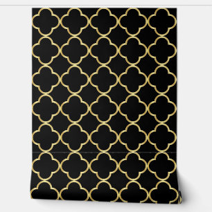 Black and Gold Quatrefoil - Background Changeable Wallpaper